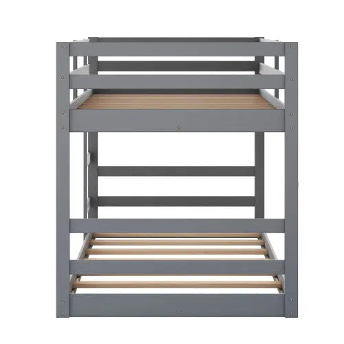 Twin Over Twin Bunk Bed With Ladder, Gray My Store