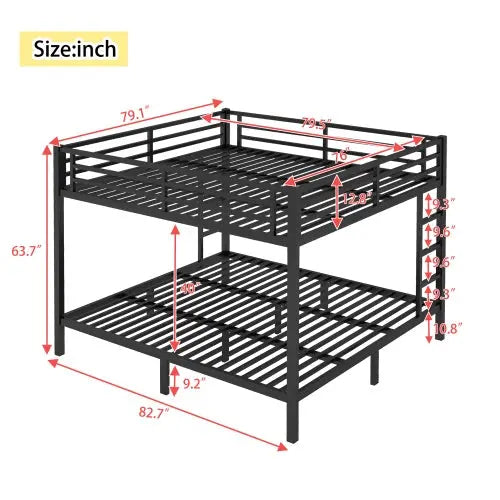 Metal King Over King Bunk Bed-Black My Store