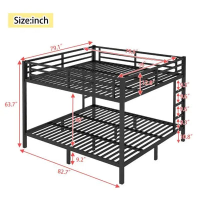 Metal King Over King Bunk Bed-Black My Store