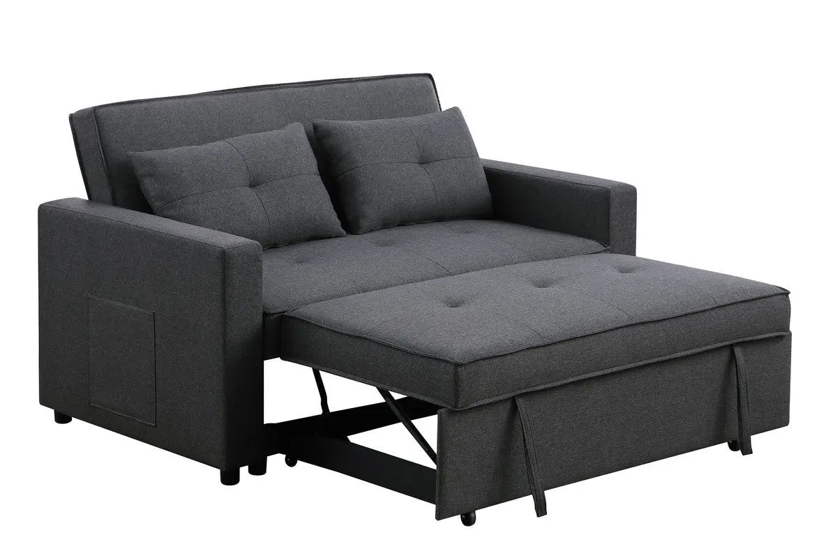 Dark Grey Linen Convertible Sleeper Double Sofa My Store
