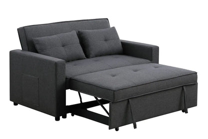 Dark Grey Linen Convertible Sleeper Double Sofa My Store