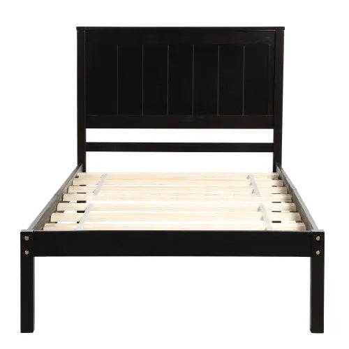 Platform Bed Frame With Headboard, Wood Slat Support, No Box Spring Needed,Twin, Espresso My Store
