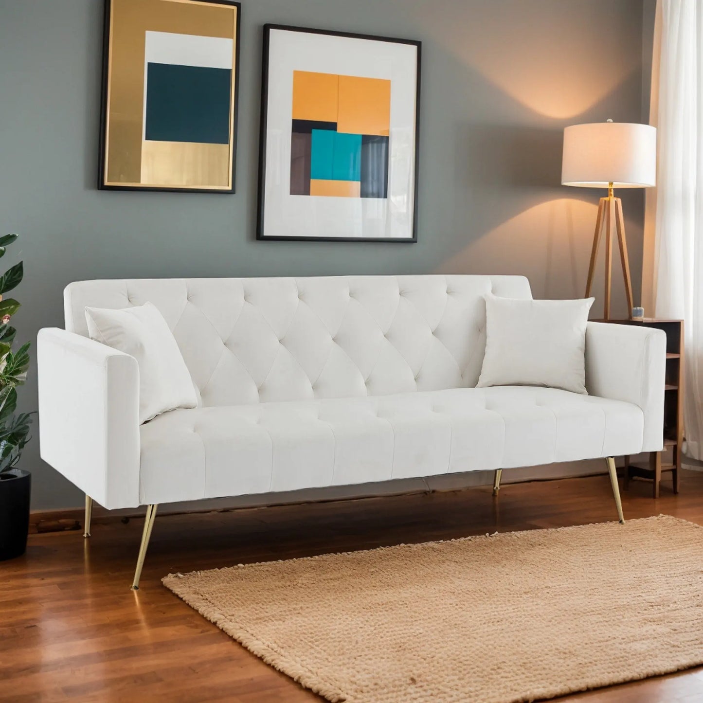 Modern Velvet  Sofa Bed Folding Futon My Store