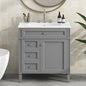 Vanity With Top Sink, Modern Bathroom Storage Cabinet With 2 Drawers And A Tip-out Drawer My Store