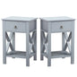 Gray P2 Grade, MDF Spray Paint, Side Cross Type, One Drawer Bedside Cabinet 2pcs My Store