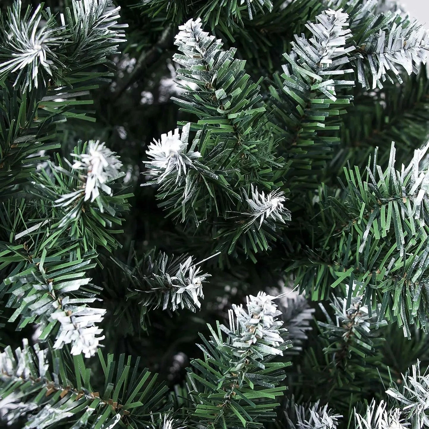 7ft Artificial Christmas Tree with Snow Flocked W/1000 Branch Tips -Green & White Ohberri