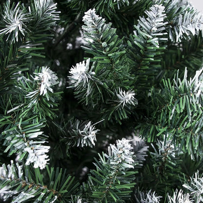 7ft Artificial Christmas Tree with Snow Flocked W/1000 Branch Tips -Green & White Ohberri