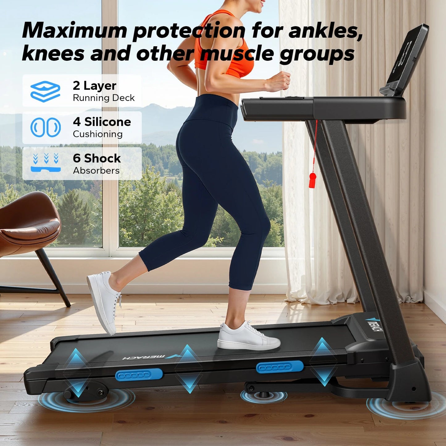 Foldable Treadmill T12 Incline Double Deck Technology Heart Rate Monitoring Ohberri
