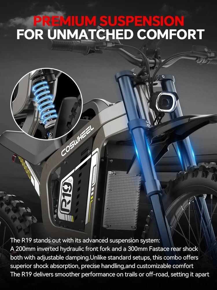 R19 Max Electric Motorcycles 3000W Brushless Gearless Motors 72V40AH Lithium Battery Ohberri