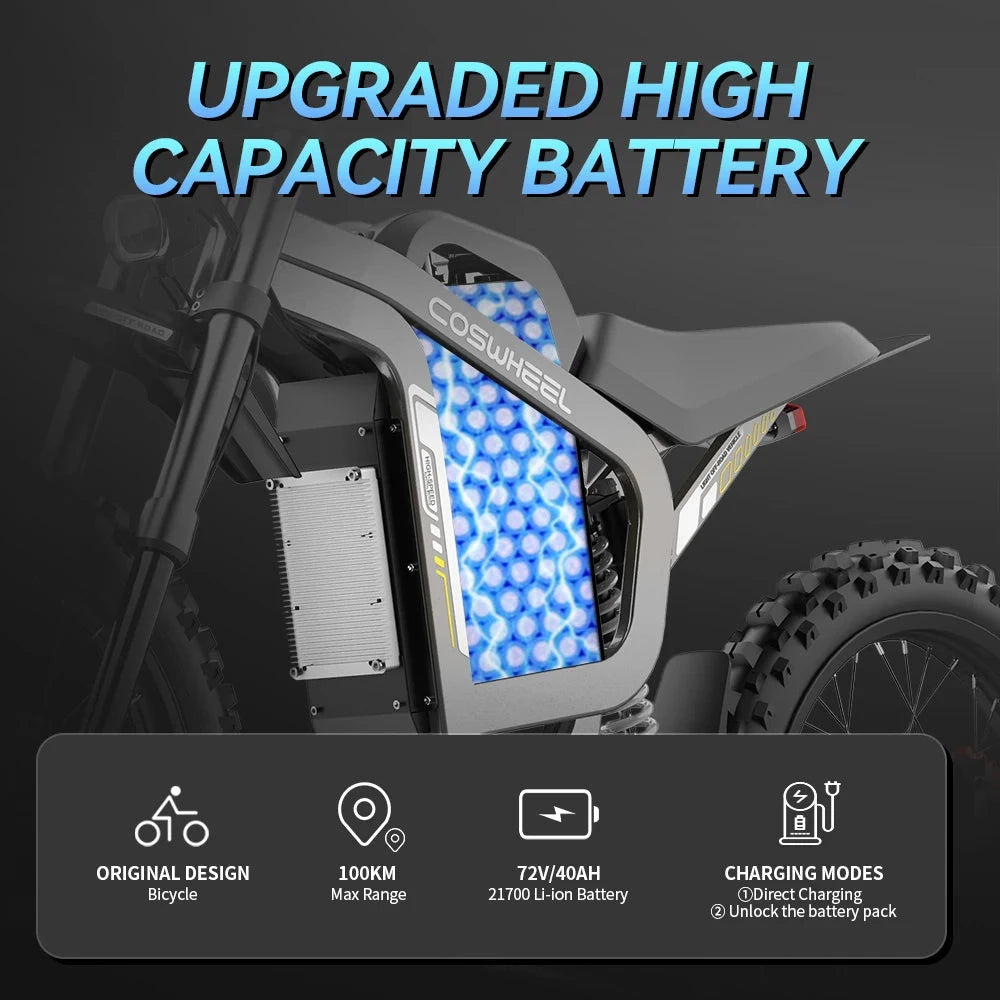 R19 Max Electric Motorcycles 3000W Brushless Gearless Motors 72V40AH Lithium Battery Ohberri