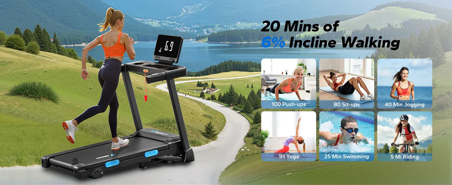 Foldable Treadmill T12 Incline Double Deck Technology Heart Rate Monitoring Ohberri