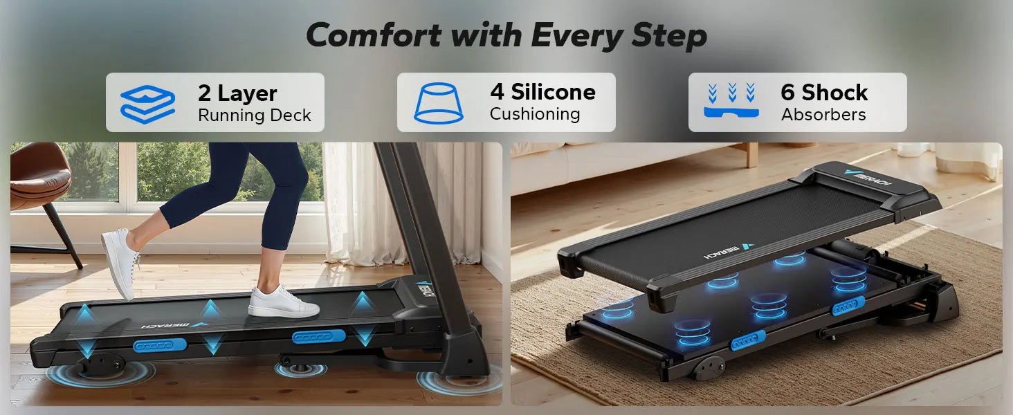 Foldable Treadmill T12 Incline Double Deck Technology Heart Rate Monitoring Ohberri