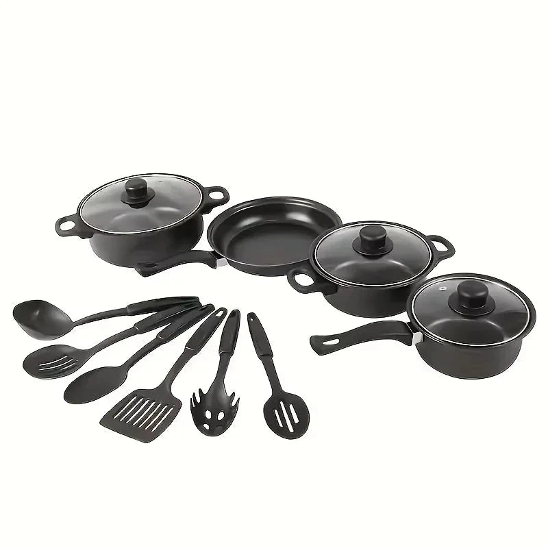 13-Piece Nonstick Cookware Set Black - Induction Ohberri