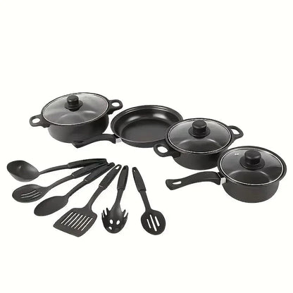 13-Piece Nonstick Cookware Set Black - Induction Ohberri