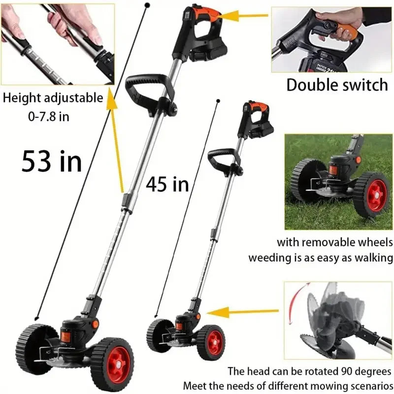 2025 Upgraded 24V Cordless Electric Weed Eater Lawn Edger Grass String Trimmer Cutter Mower For Yard Maintenance & Garden Care - Ohberri