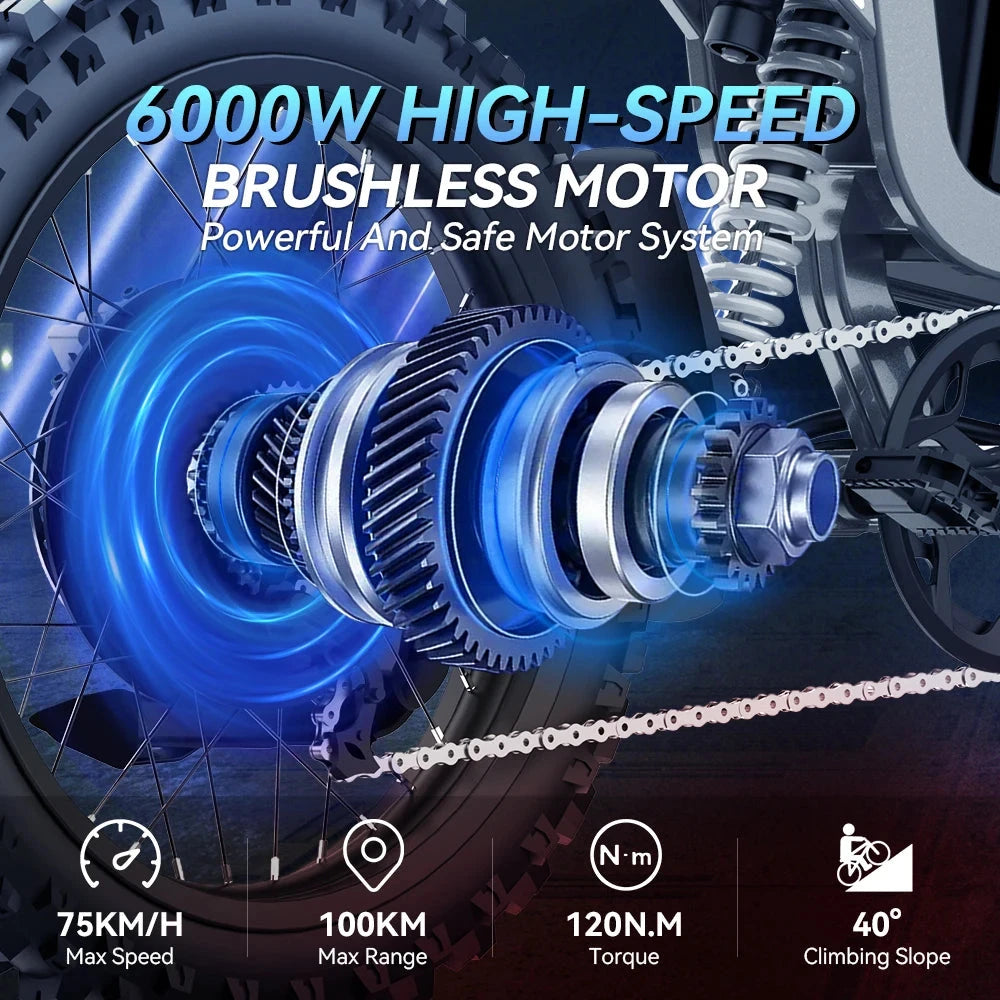 R19 Max Electric Motorcycles 3000W Brushless Gearless Motors 72V40AH Lithium Battery Ohberri