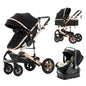 Combo Car Seat Travel System with Isofix Base,Baby Carriage 3in1 Reversible Stroller - Ohberri