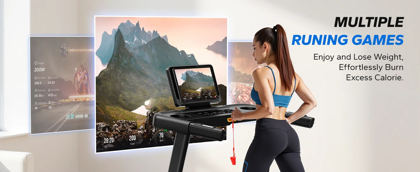 Foldable Treadmill T12 Incline Double Deck Technology Heart Rate Monitoring Ohberri