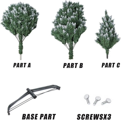 7ft Artificial Christmas Tree with Snow Flocked W/1000 Branch Tips -Green & White Ohberri