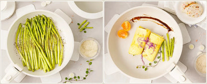 21 Piece Pots and Pans Set Non-Stick, Astercook Ceramic Cookware Set with Sensor Handles, Milky white Ohberri