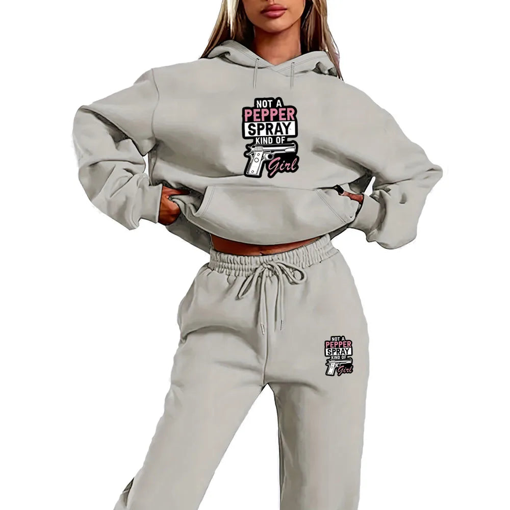 NOT A PEPPER SPRAY KINDOF Letter Print Two-piece Set Outfits Ohberri