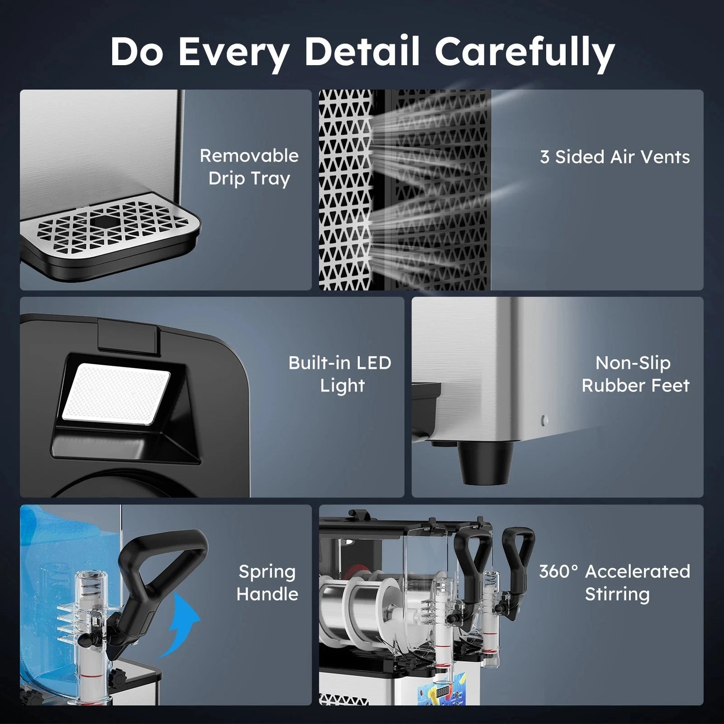 Commercial Slushy Machine 3Lx2 Tank Margarita Maker Stainless Steel Ohberri