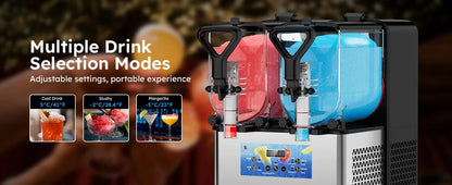 Commercial Slushy Machine 3Lx2 Tank Margarita Maker Stainless Steel Ohberri