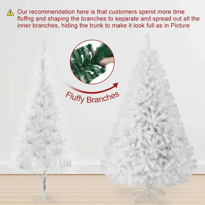 White Christmas Tree with Metal Base – Fluffy PVC 1000 Branches Ohberri