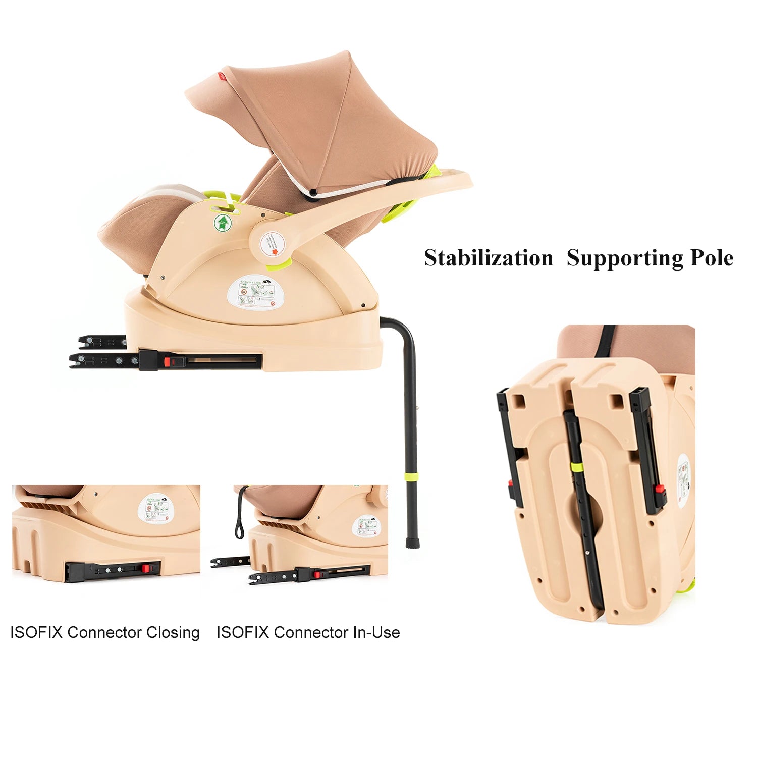 Combo Car Seat Travel System with Isofix Base,Baby Carriage 3in1 Reversible Stroller - Ohberri