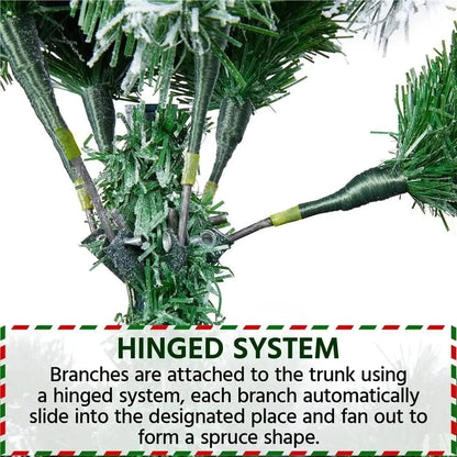7ft Artificial Christmas Tree with Snow Flocked W/1000 Branch Tips -Green & White Ohberri