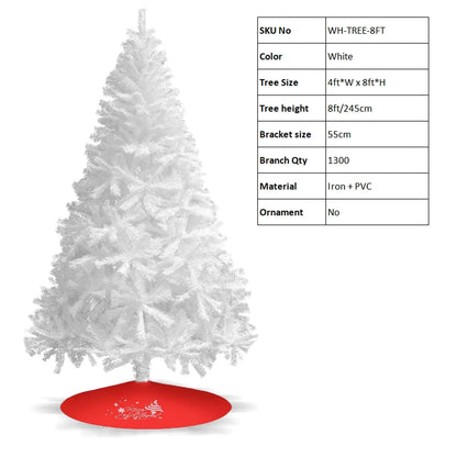 White Christmas Tree with Metal Base – Fluffy PVC 1000 Branches Ohberri