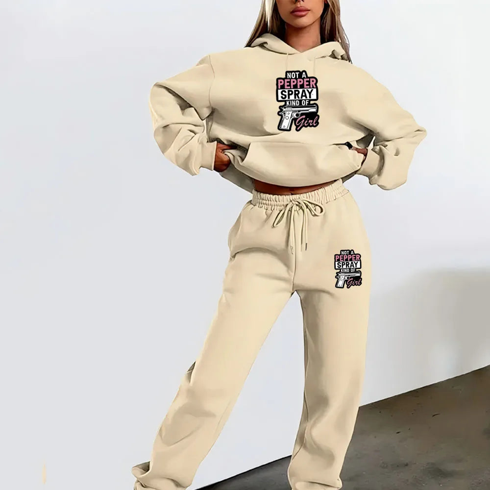 NOT A PEPPER SPRAY KINDOF Letter Print Two-piece Set Outfits Ohberri