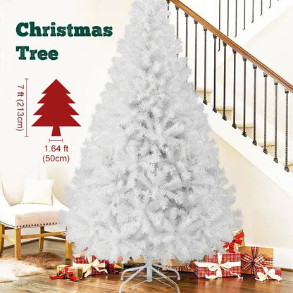 White Christmas Tree with Metal Base – Fluffy PVC 1000 Branches Ohberri