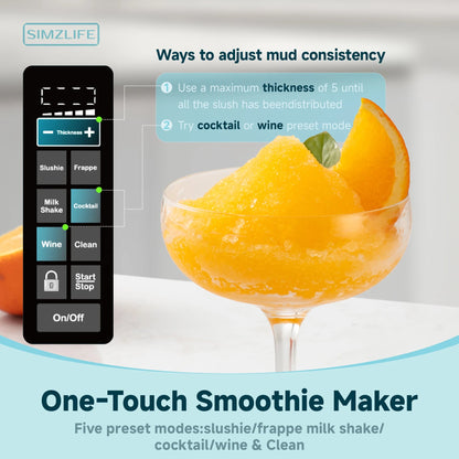 SIMZLIFE No Ice Needed 88 oz Slushie Machine Professional Frozen Drink Maker for Home with Self-Cleaning Function 5 Programs Ohberri