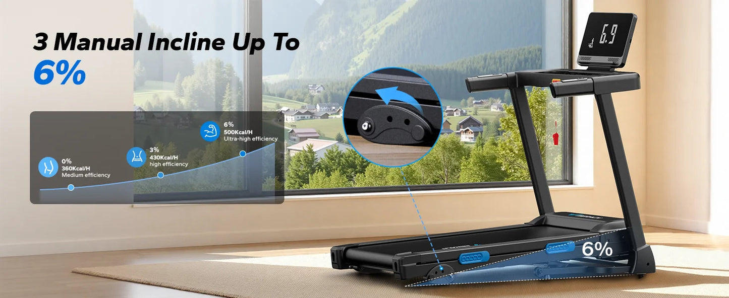 Foldable Treadmill T12 Incline Double Deck Technology Heart Rate Monitoring Ohberri