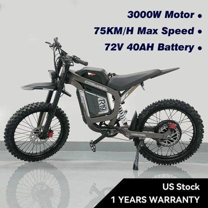 R19 Max Electric Motorcycles 3000W Brushless Gearless Motors 72V40AH Lithium Battery Ohberri