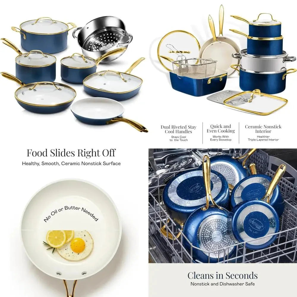 12 pc ceramic cookware set nonstick pots and pans set Ohberri