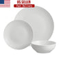 12-Piece White Stoneware Dinnerware Set 4 Dishwasher Ohberri