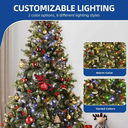 6ft Pre-Lit Frosted Pine Artificial Christmas Tree with 818 Tips and 250 Lights Ohberri