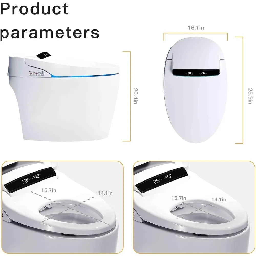 Smart Toilet, One Piece Bidet Toilet for Bathrooms, Toilets with Warm Water Sprayer & Dryer, Foot Sensor Operation, Heated Bidet Ohberri