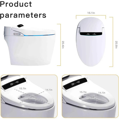Smart Toilet, One Piece Bidet Toilet for Bathrooms, Toilets with Warm Water Sprayer & Dryer, Foot Sensor Operation, Heated Bidet Ohberri