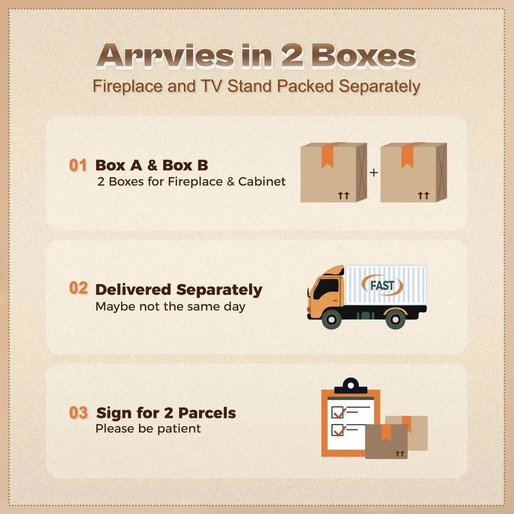 Fireplace TV Stand with LED Lights for 75 Inch TV -Farmhouse Ohberri