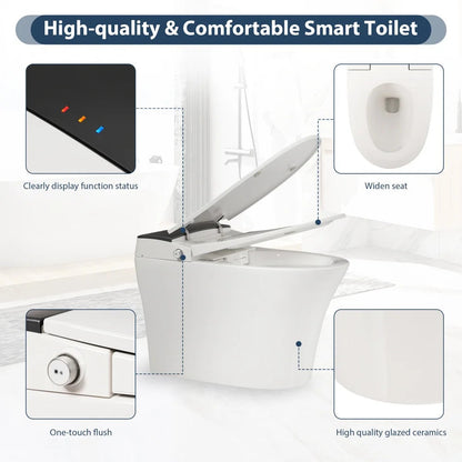 Smart Toilet with Foot Sensor Auto Flush Soft Close Heated Seat Night Light Ohberri