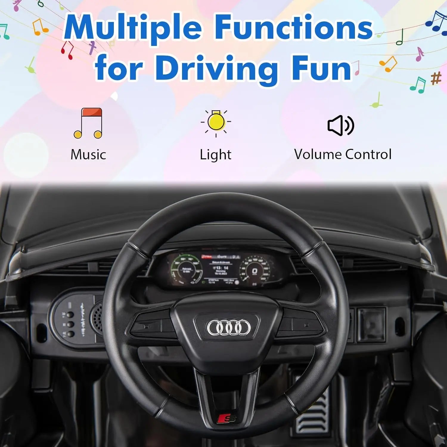 Licensed Ride on Car with Remote Control, Adjustable Music, LED Lights Ohberri
