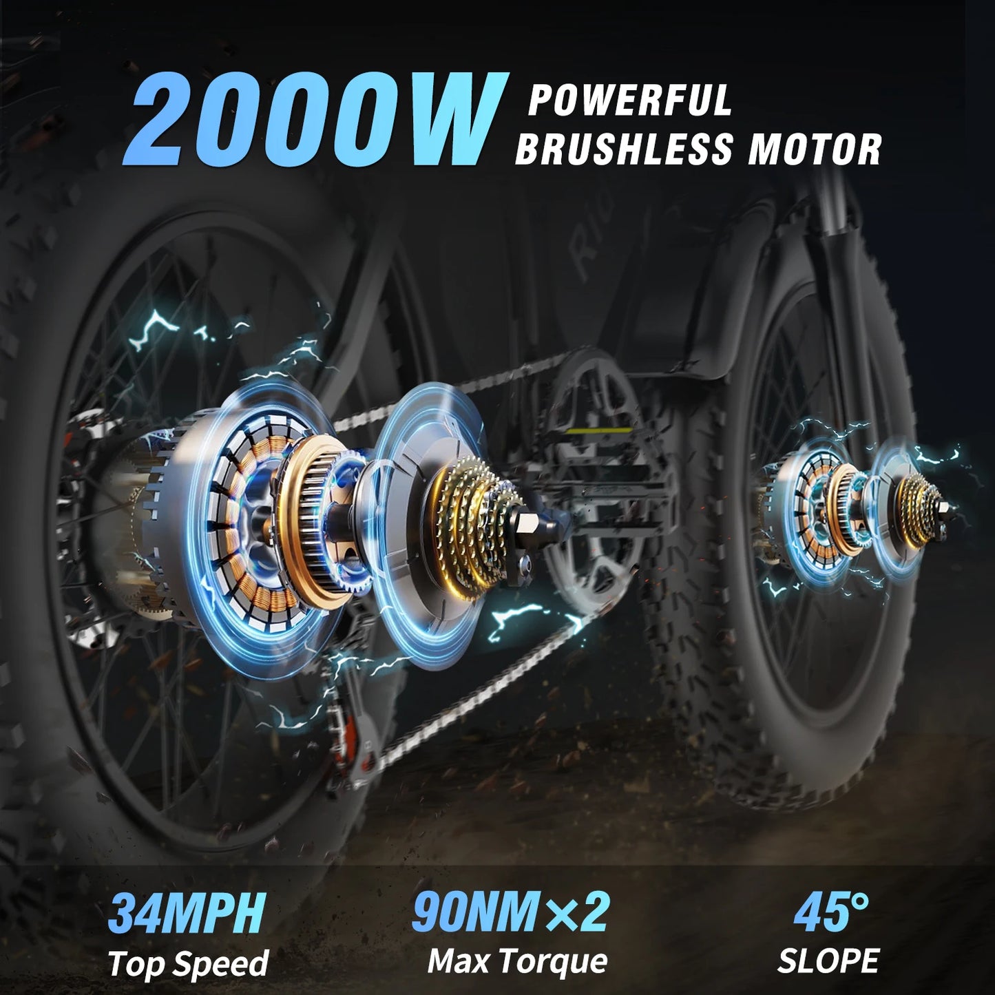 Electric Bicycle 2000W Dual Motor 52V40AH Dual Battery  55KM/H - Ohberri