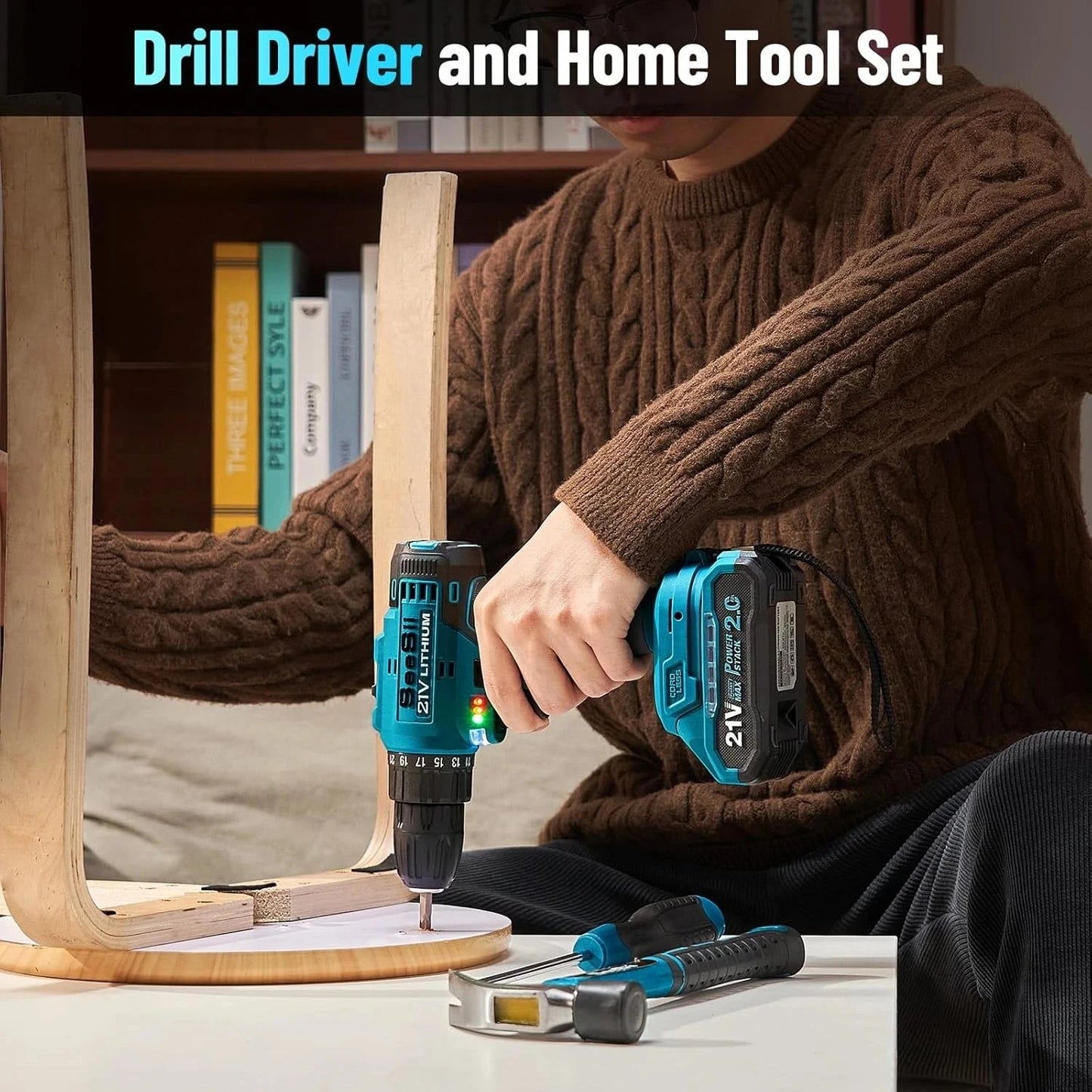 Tool Kit with Drill 25+1 Torque adjustment Cordless Electric Drill Ohberri