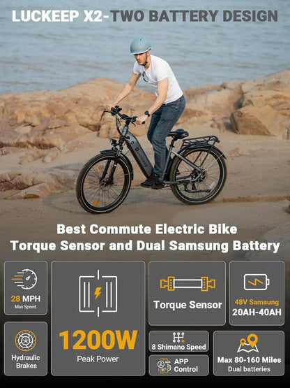 Electric Bike 1200W Peak,28MPH 80Miles,20AH, 26'' - Ohberri