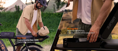 1500W Peak Electric Mountain Bike 48V 15.6Ah 28MPH 100 Mile Range 20X4" Fat Tire - Ohberri