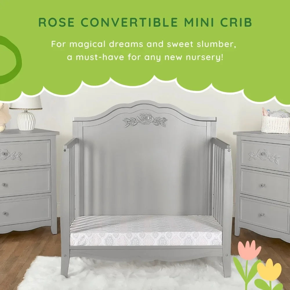 4-in-1 Convertible Mini Crib in Platinum - Ohberri