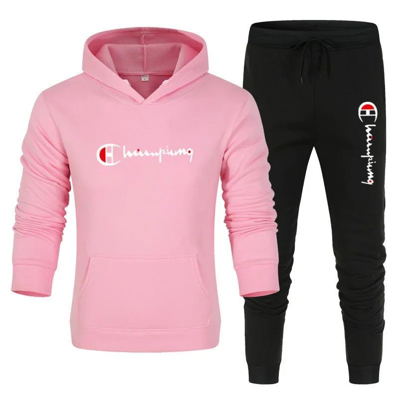 Men's Tracksuit Hooded Sweatshirt+Sweatpants 2 Pcs Sets Ohberri